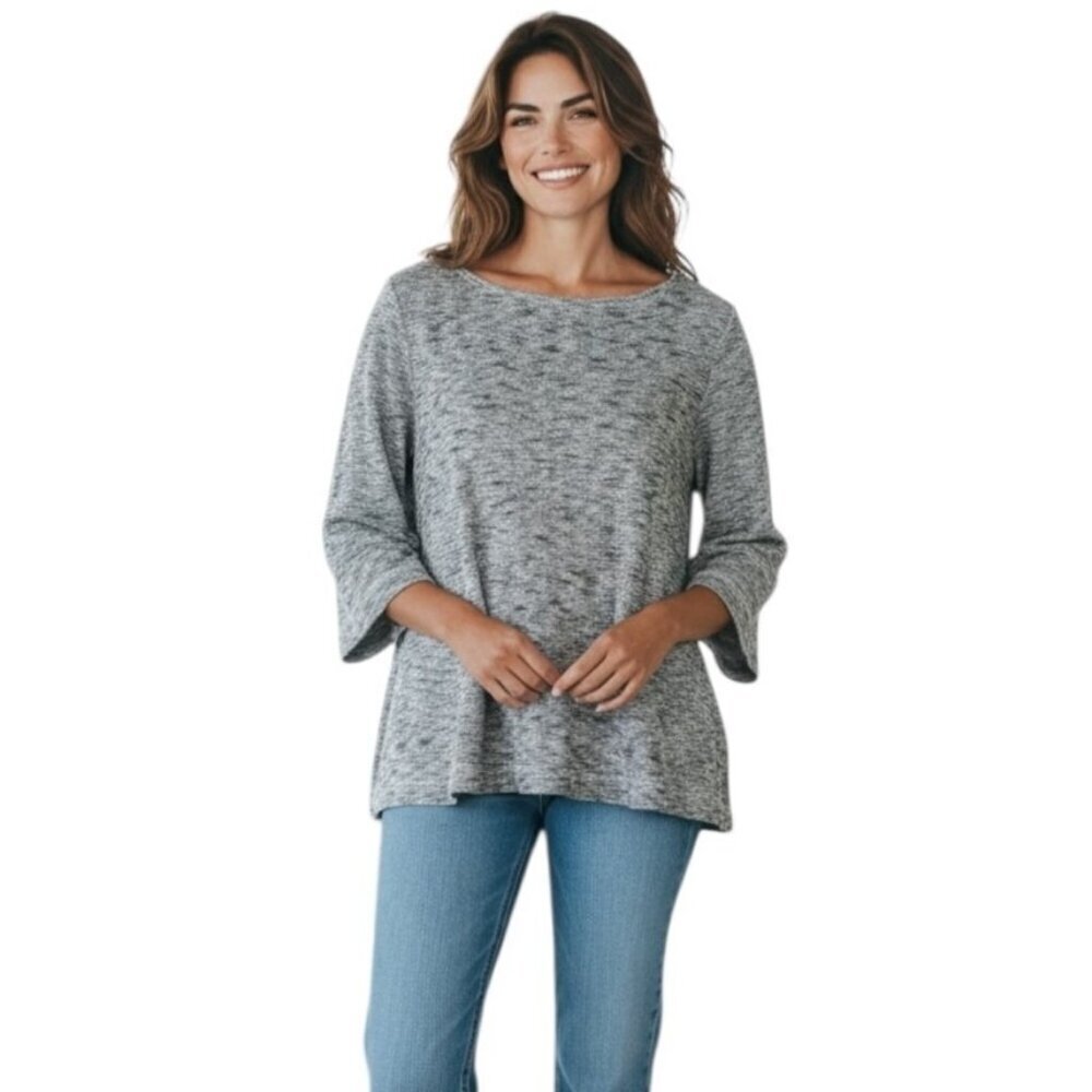 J Jill PureJill Gray Cotton Knit Tunic Top Women’s XL 3/4 Sleeve Casual Comfort
